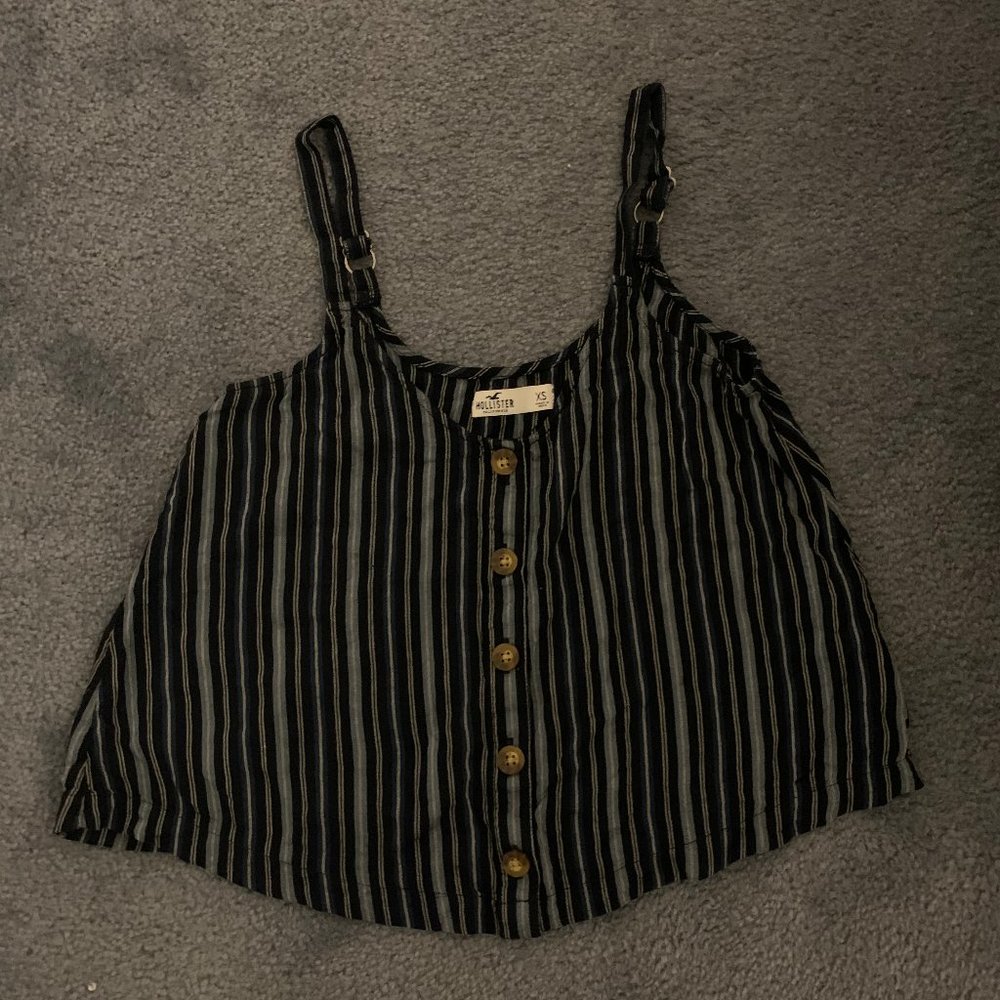 Hollister Navy Blue Button Down Tank Top XS